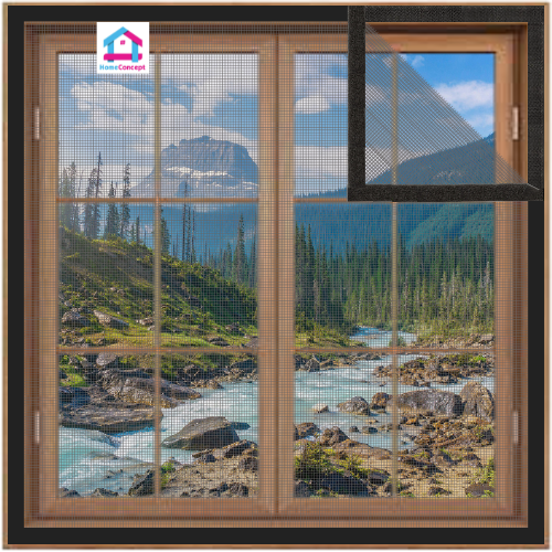 Black Pre-Stitched Mosquito Mesh with Self-Adhesive Hook Tape for Windows